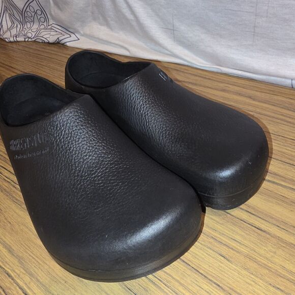 BIRKENSTOCK Sz 13 Professional Polyeurethane Black Slip On Work Logo Clogs Shoes - Picture 4 of 10